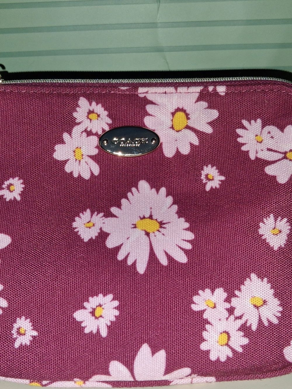 Pink Daisy Print Women’s Cosmetic Pouch - Floral Travel Bag